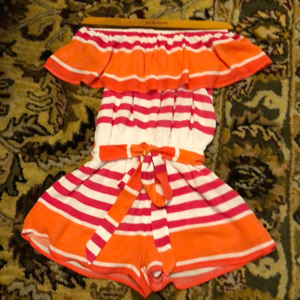 Bebe Girls Romper Off the Shoulder Neckline